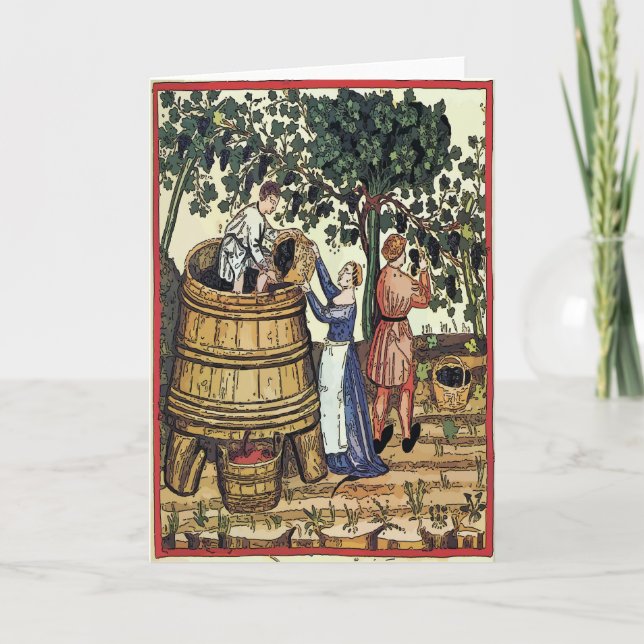 Old Vineyard Pick Grapes Card (Front)