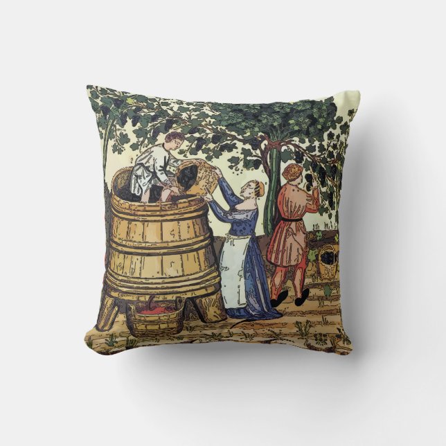Old Vineyard Pick Grapes Cushion (Front)