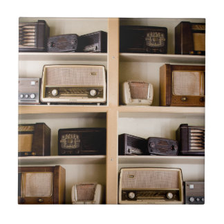 Old Vintage 1950's Radios on Shelves Tile