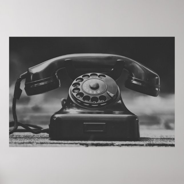 Old Vintage Black Telephone  Poster (Front)