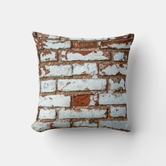 Old vintage brick wall with sprinkled white plaste cushion