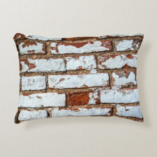 Old vintage brick wall with sprinkled white plaste decorative cushion