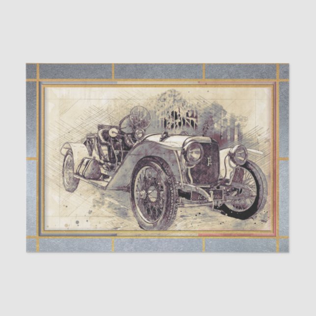 Old Vintage Classic Car Decoupage Tissue Paper (Front)