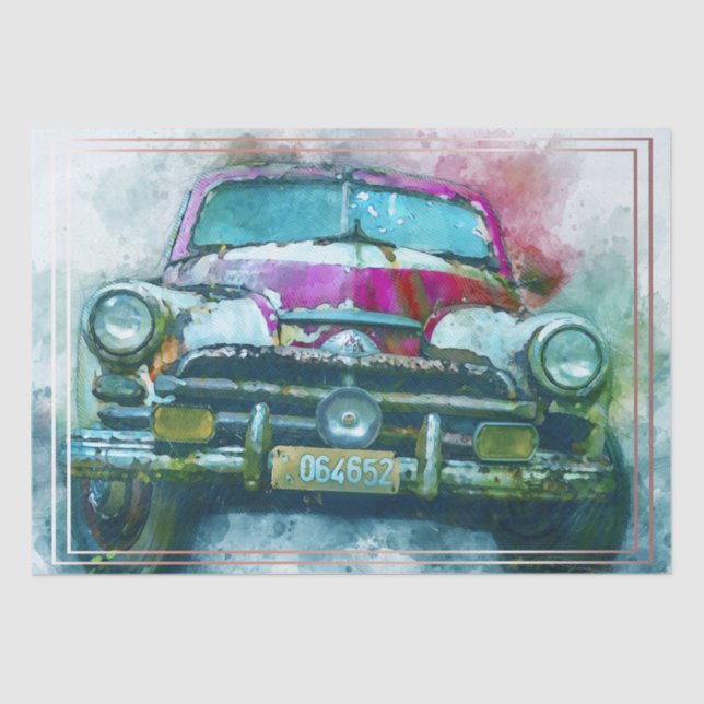 Old Vintage Classic Car Decoupage Tissue Paper (Front)
