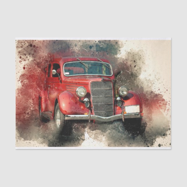 Old Vintage Classic Car Decoupage Tissue Paper (Front)