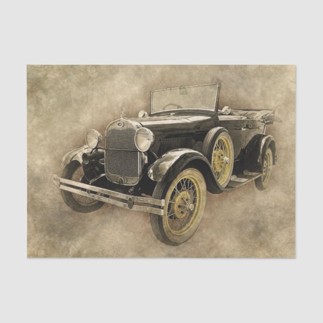 Old Vintage Classic Car Decoupage Tissue Paper (Front)