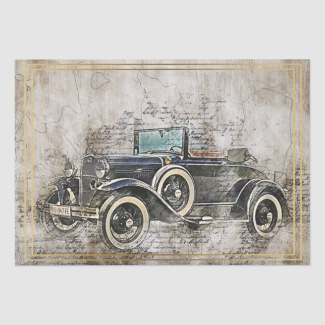 Old Vintage Classic Car Decoupage Tissue Paper (Front)