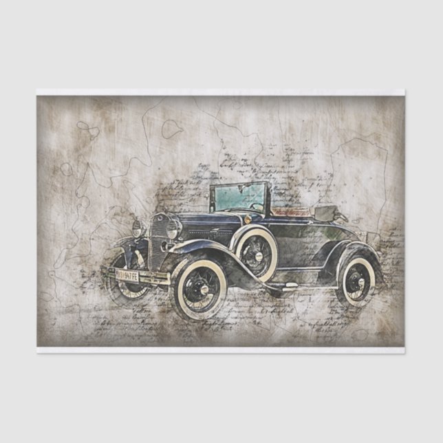 Old Vintage Classic Car Decoupage Tissue Paper (Front)