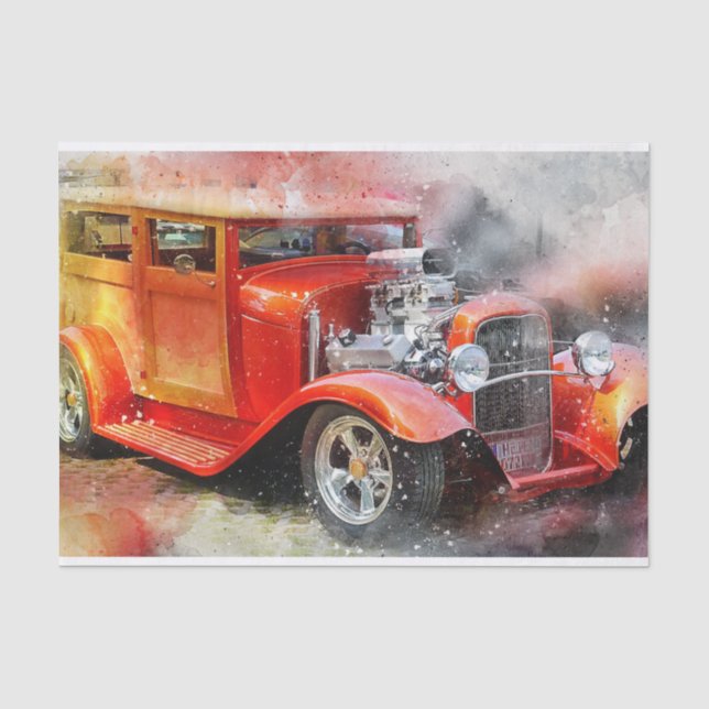 Old Vintage Classic Car Decoupage Tissue Paper (Front)