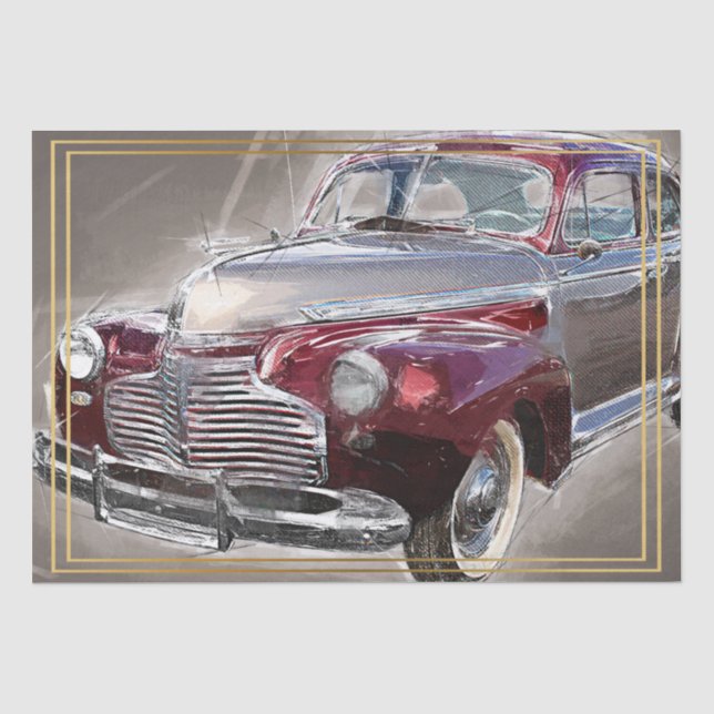 Old Vintage Classic Car Decoupage Tissue Paper (Front)