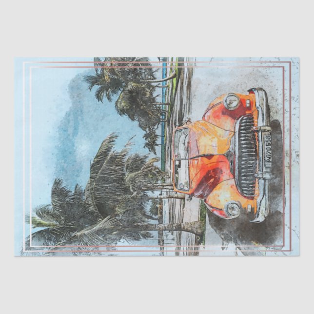 Old Vintage Classic Car Decoupage Tissue Paper (Front)