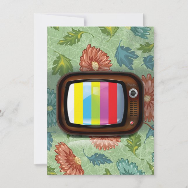 Old Vintage CRT Television Invitation (Back)