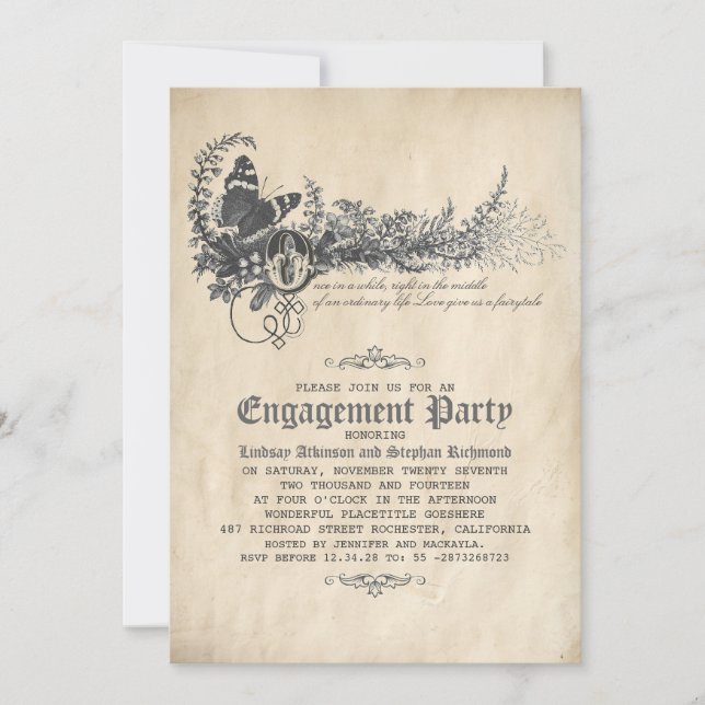 Old Vintage Fairytale  Engagement Party Invitation (Front)