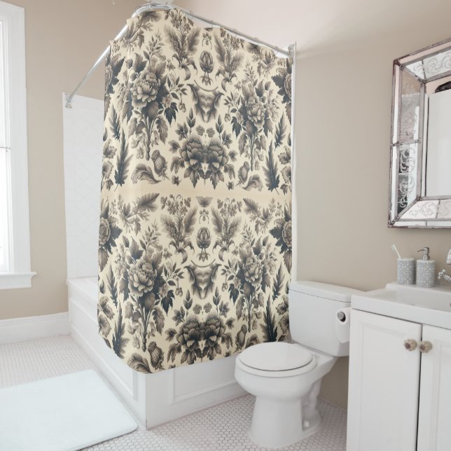Old Vintage Foliage Design  Shower Curtain (In Situ)