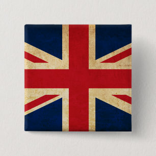 Old Vintage Grunge United Kingdom Flag Union Jack 15 Cm Square Badge