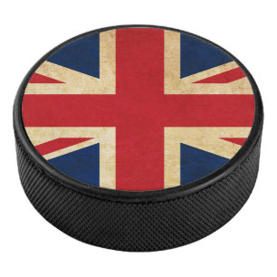 Old Vintage Grunge United Kingdom Flag Union Jack Hockey Puck