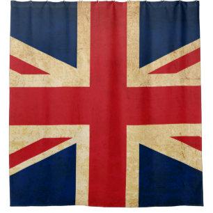 Old Vintage Grunge United Kingdom Flag Union Jack Shower Curtain