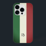 Old vintage Italian flag of Italy custom monogram iPhone 14 Pro Case<br><div class="desc">Old vintage Italian flag of Italy custom monogram iPhone 14 Pro Case. Personalised phone cover with tricolore stripes. Retro style stripe design.</div>
