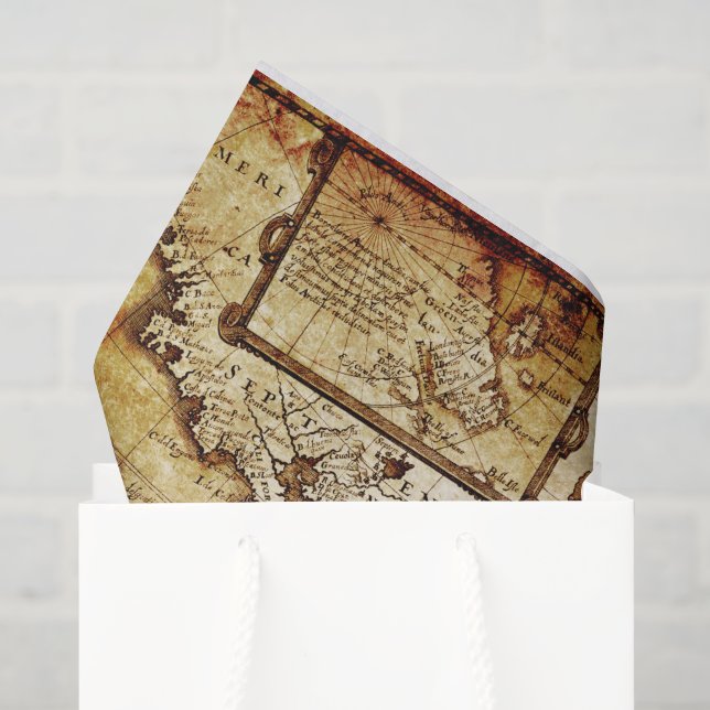 old vintage map party Tissue Paper (Gift Bag)
