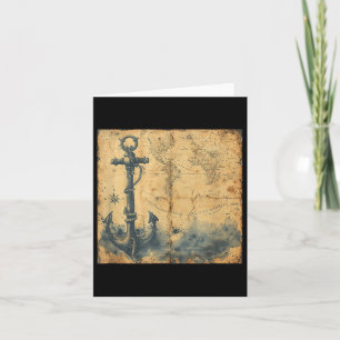 Old Vintage Nautical Pirate Sailboat Anchor Sea Oc Card