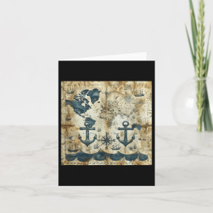 Old Vintage Nautical Pirate Sailboat Anchor Sea Oc Card
