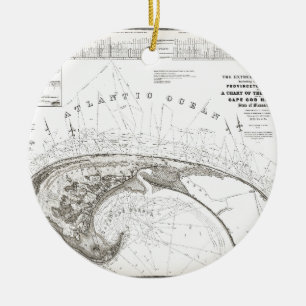 Old Vintage Provincetown Cape Cod Map Ceramic Tree Decoration