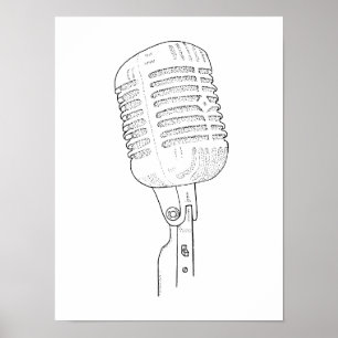 Old Vintage Retro Microphone Poster