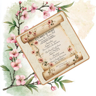 Old Vintage Scroll 25 Years Vow Renewal Invitation