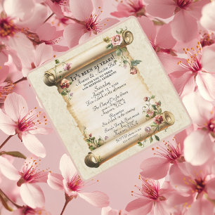 Old Vintage Scroll 25 Years Vow Renewal Invitation