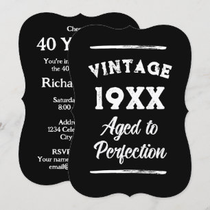 Old vintage style 40th Birthday party invitations