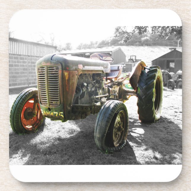 Old Vintage Tractor farm machinery Coaster (Front)