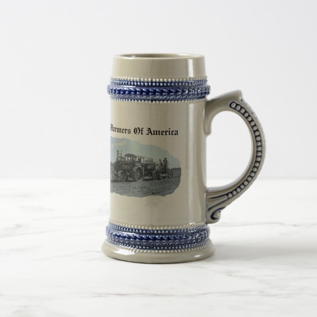 Old Vintage Tractor Ploughing- Stein Mug (Right)