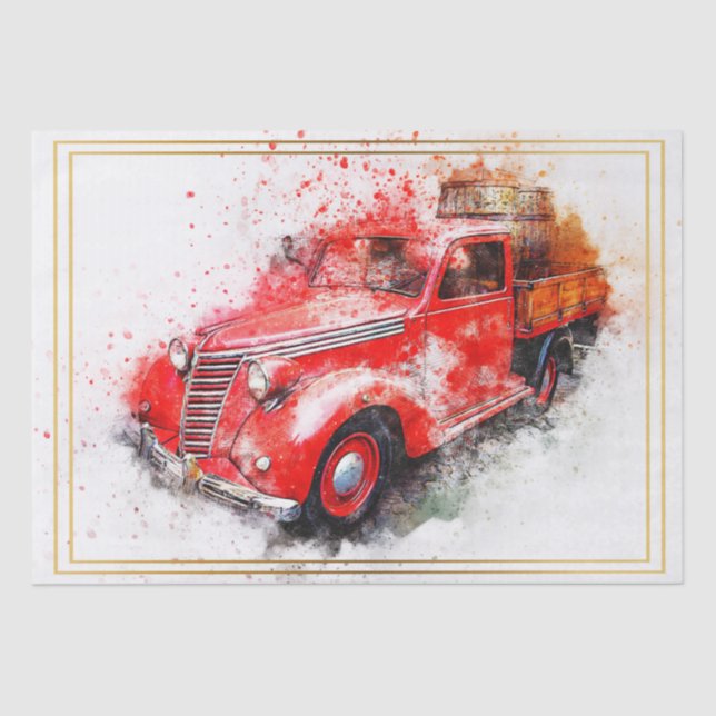 Old Vintage Truck Decoupage Tissue Paper (Front)