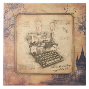 Old Vintage Typewriter. Author / Writer Gift Tile