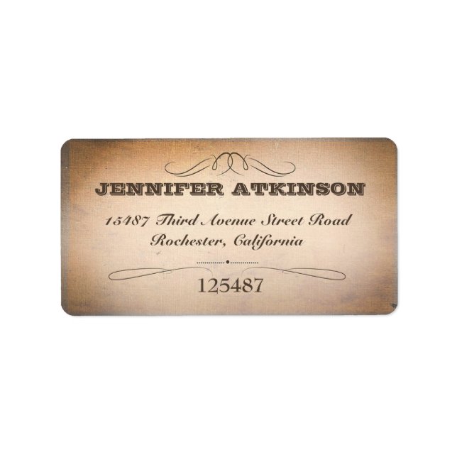 old vintage typography style address labels (Front)