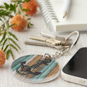 Old Vintage Weathered Wooden Planks Pattern Key Ring