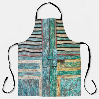 old vintage wooden door apron