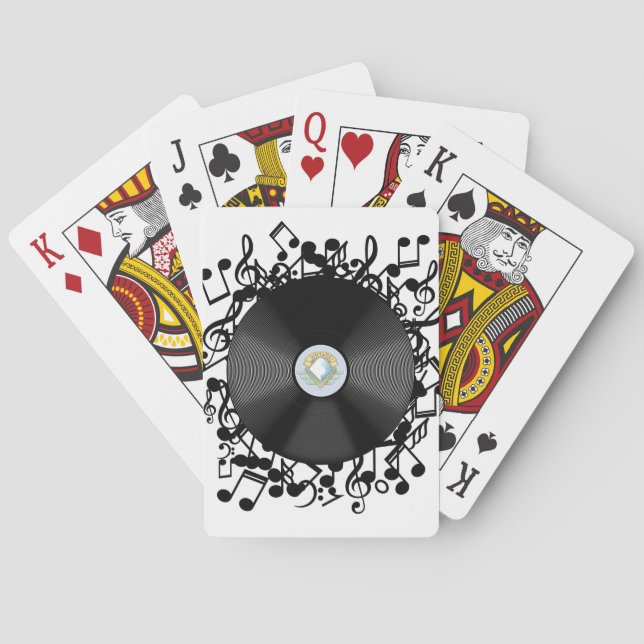 Old Vinyl Record and musical notes Playing Cards (Back)