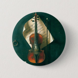 Old Violin Still Life by Harnett, Vintage Fine Art 6 Cm Round Badge