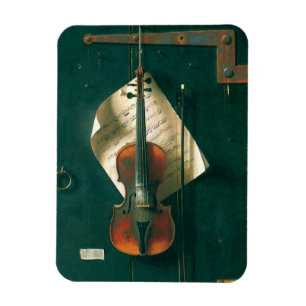 Old Violin Still Life by Harnett, Vintage Fine Art Magnet