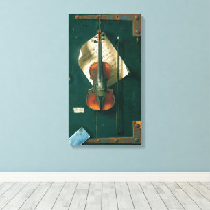 Old Violin Still Life by William Michael Harnett Canvas Print