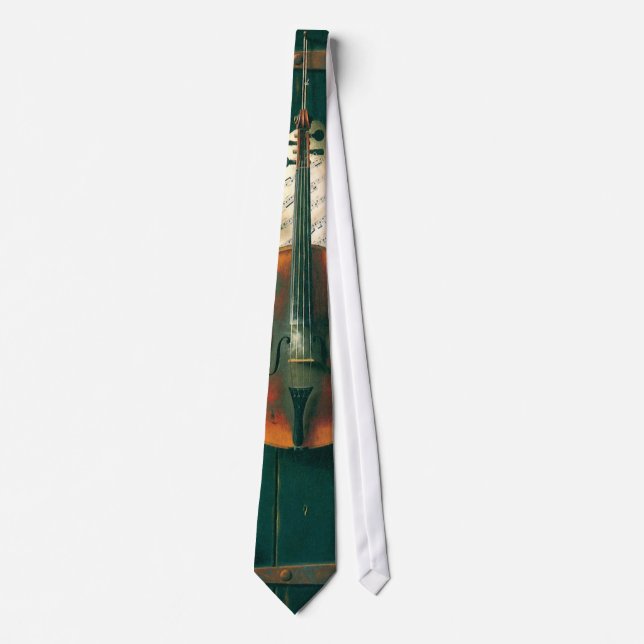 Old Violin Still Life by William Michael Harnett Tie (Front)