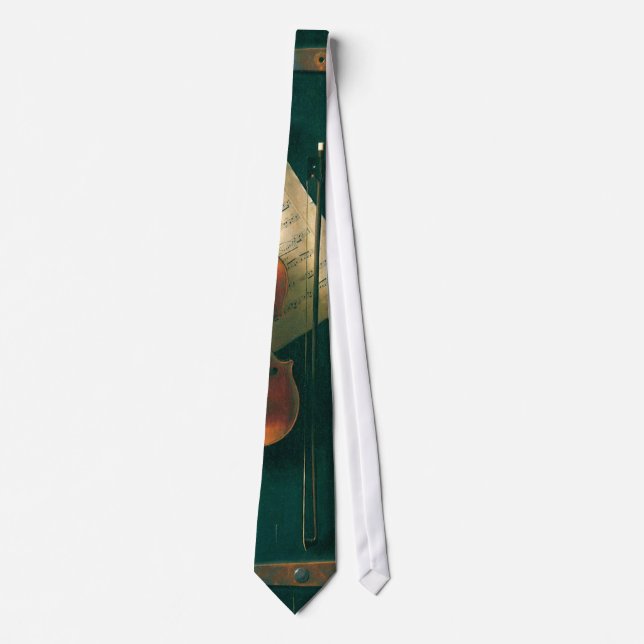 Old Violin Still Life by William Michael Harnett Tie (Front)