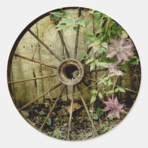 Old wagon wheel classic round sticker