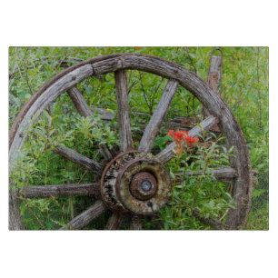 Old wagon wheel in historic old gold town 3 cutting board