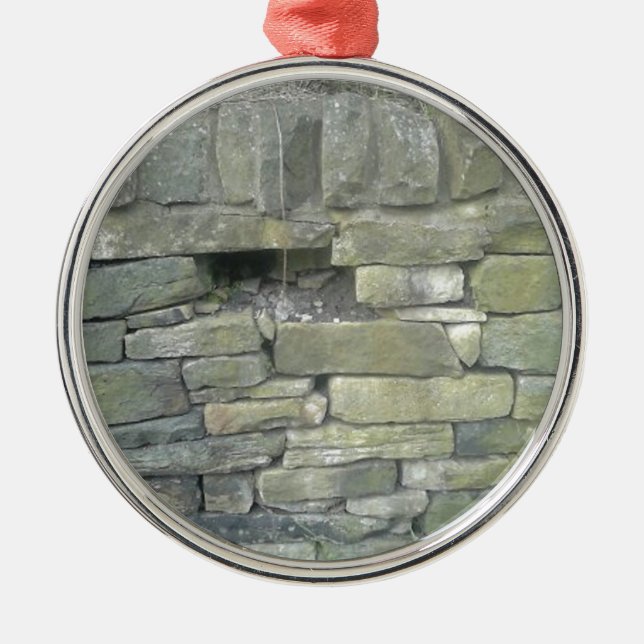 Old Wall, Stone, Bricks Metal Tree Decoration (Front)