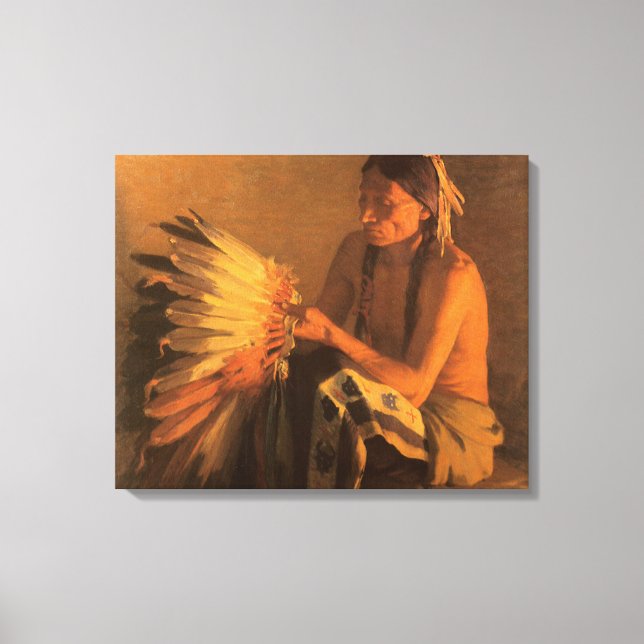 Old War Bonnet by Joseph Henry Sharp Canvas Print (Front)