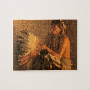 Old War Bonnet by Joseph Henry Sharp Jigsaw Puzzle