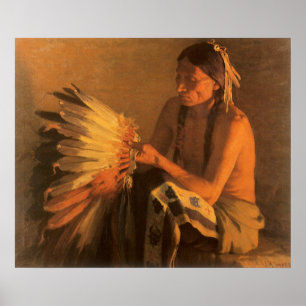 Old War Bonnet by Joseph Henry Sharp Poster