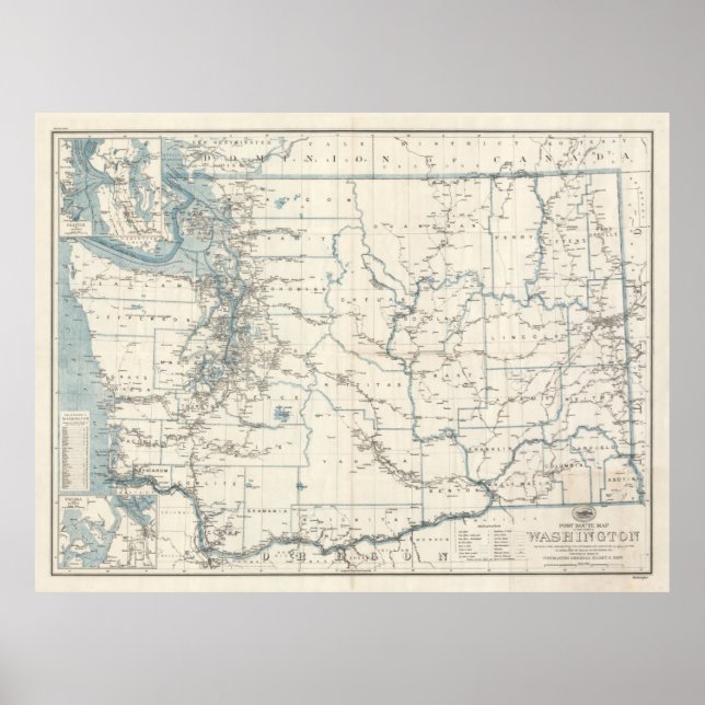 Old Washington State Map (1925)  Poster (Front)
